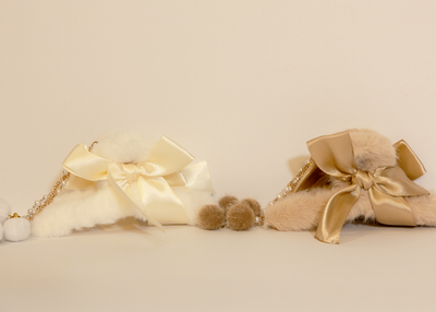 Cream Furry Clawclip with Dangling Accessories